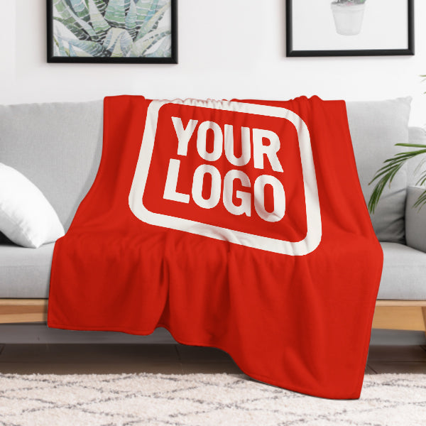 Custom Orange-Red White Blanket