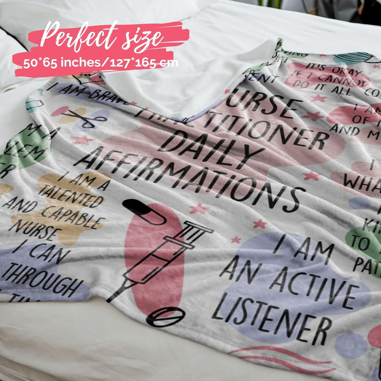 Blanket for Nurse Practitioner Gifts, “Nurse Practitioner Daily Affirmations”, From Family or Friends, Birthday Christmas Graduation, Inspirational