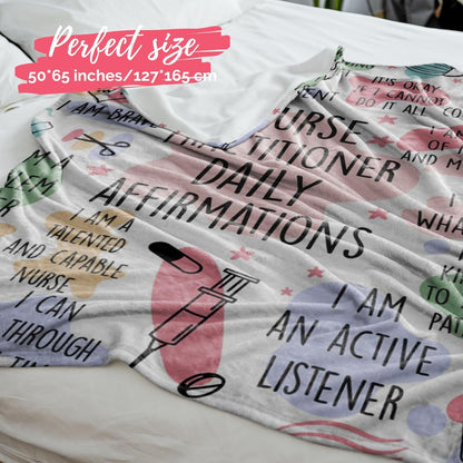 Blanket for Nurse Practitioner Gifts, “Nurse Practitioner Daily Affirmations”, From Family or Friends, Birthday Christmas Graduation, Inspirational