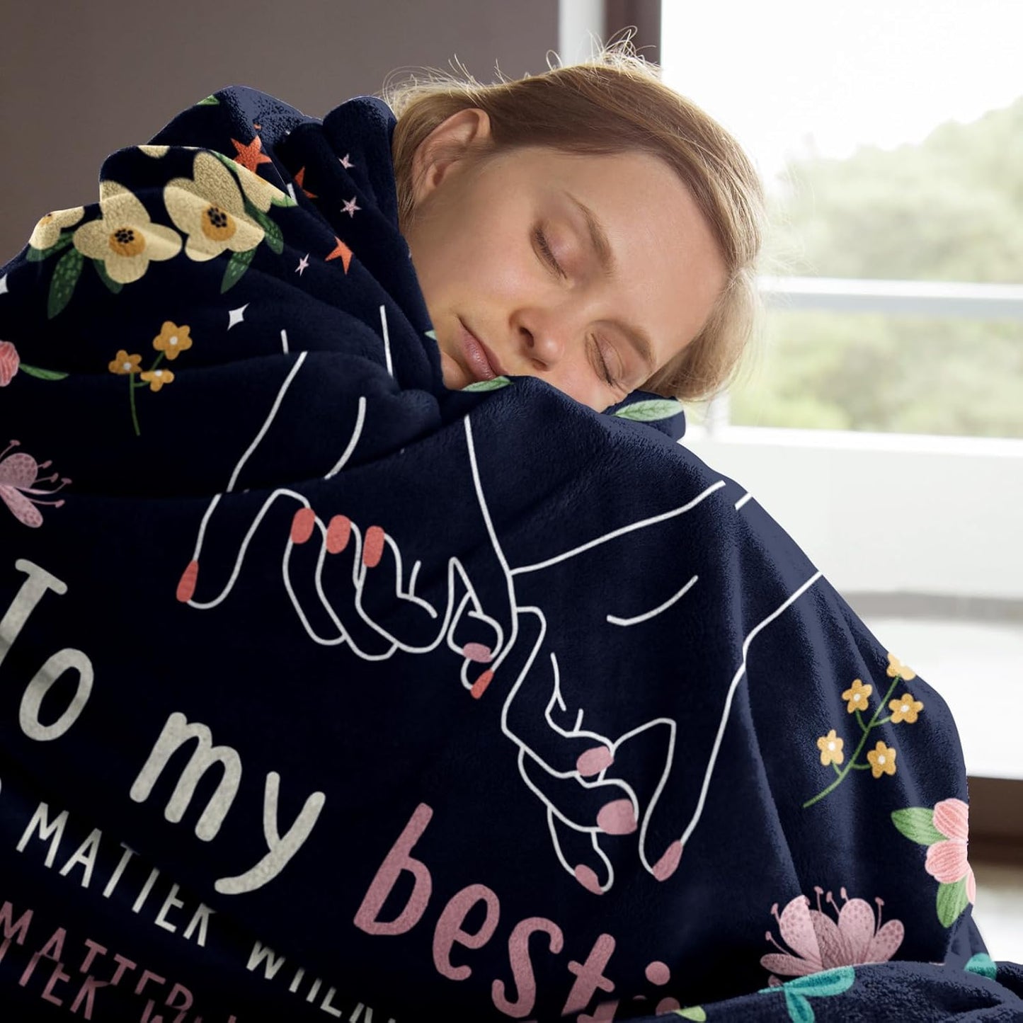 Blanket for Best Friend Gifts, “To my bestie…Wrap yourself up in this and consider it a big hug”, From Bestie, Birthday, Christmas, Inspirational