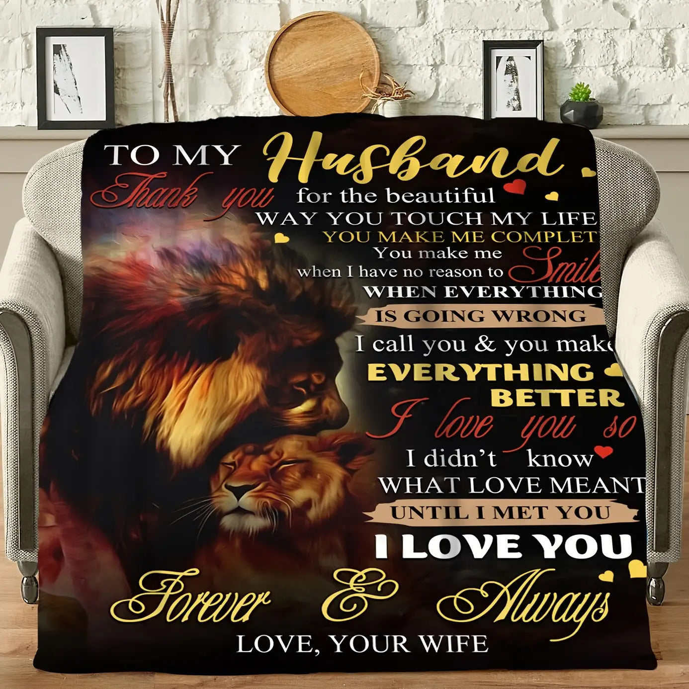 Blanket for Husband Gifts - Thank you for the beautiful way you touch my life, I love you so - From Wife, Birthday, Anniversary, Everyday Encouragement, Inspirational