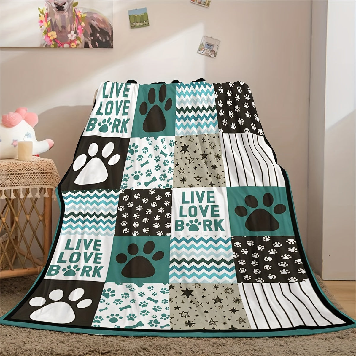 Gifts for Dog Lover Blanket - Live Love Bork - From Pet Parent, Birthday Christmas Everyday Encouragement, Inspirational Pets