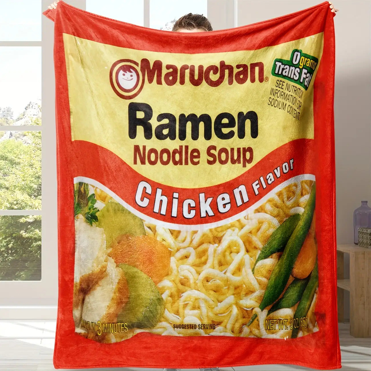 Gifts for Food Lovers Blanket - Maruchan Ramen Noodle Soup Chicken Flavor - From Parents, Birthday, Holiday, Everyday Encouragement, Fun Theme