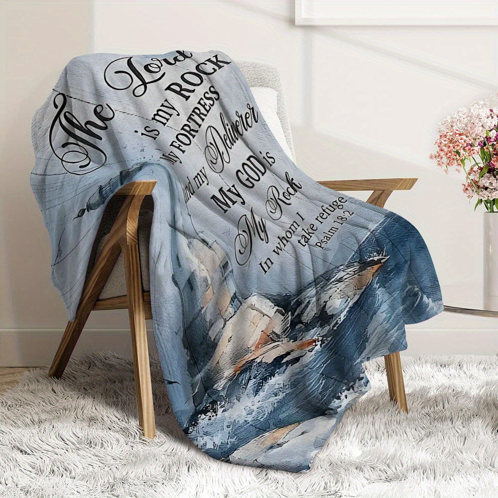 Motivational Blanket Gifts for Son - The Lord is my ROCK My FORTRESS and my Deliverer - From Parents, Birthday Christmas Graduation, Inspirational