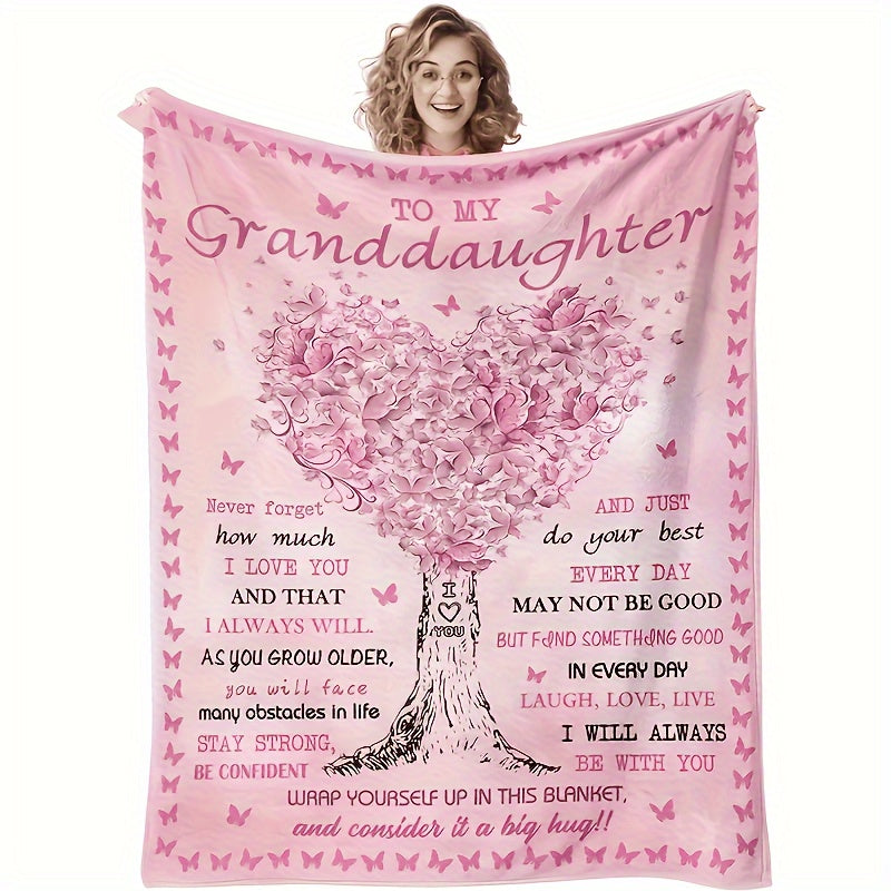 Blanket for Granddaughter Gifts - Never forget how much I love you and that I always will,” From Grandma Grandpa, Birthday Christmas Everyday Encouragement, Inspirational Motivational