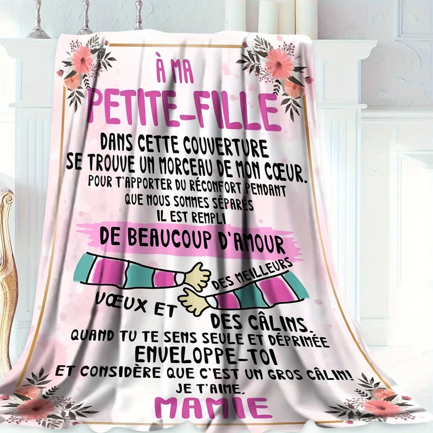 Blanket for Granddaughter Gifts - À Ma Petite-Fille... Il Est Rempli De Beaucoup D'Amour,” From Mamie, Birthday, Christmas, Everyday Encouragement, Inspirational