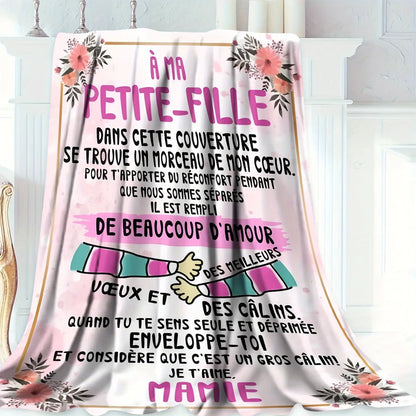 Blanket for Granddaughter Gifts - À Ma Petite-Fille... Il Est Rempli De Beaucoup D'Amour,” From Mamie, Birthday, Christmas, Everyday Encouragement, Inspirational