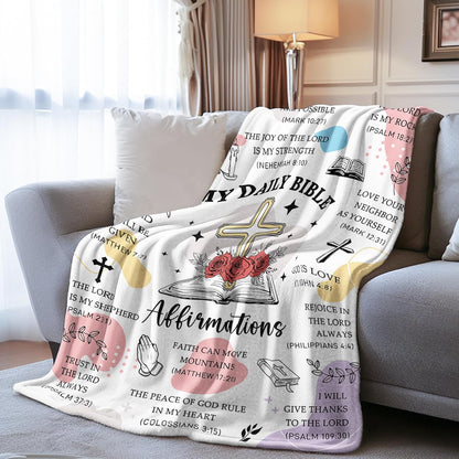 Blanket for Son Gifts, “My Daily Bible Affirmations”, From Mom and Dad, Birthday, Christmas, Everyday Encouragement, Inspirational