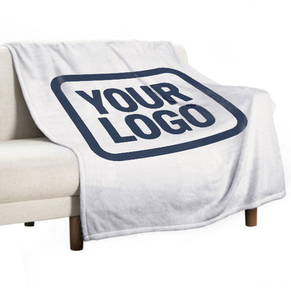Custom White Navy Blue Blanket