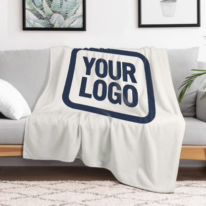 Custom White Navy Blue Blanket