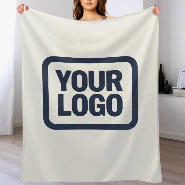 Custom White Navy Blue Blanket