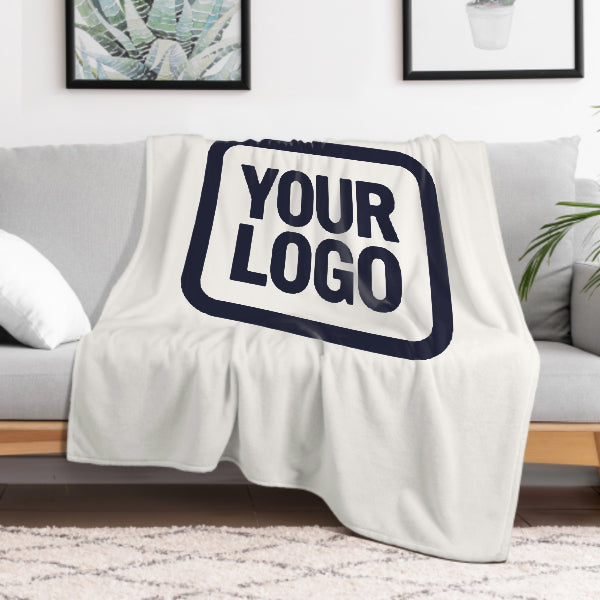 Custom White Steel Blue Blanket