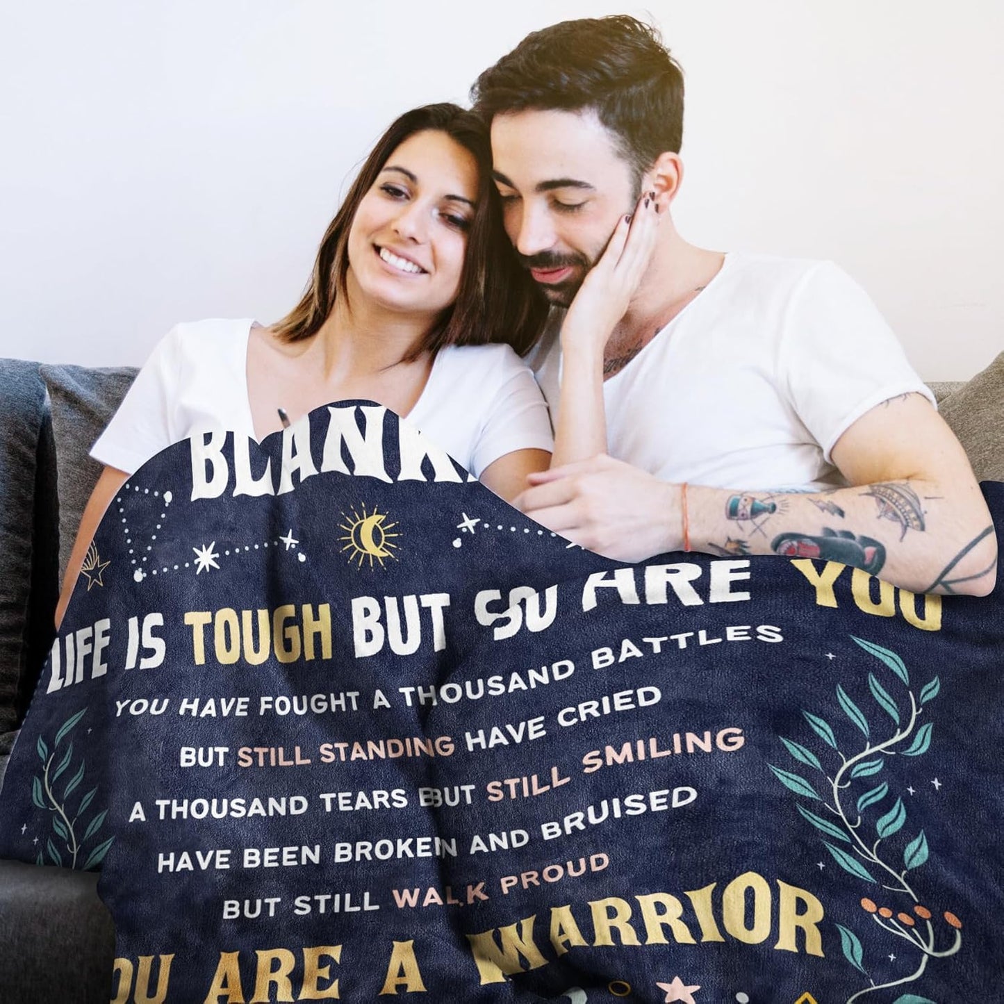 Blanket for Son Gifts, “Life Is Tough But So Are You You Are a Warrior”, From Parents, Birthday, Graduation, Christmas, Inspirational