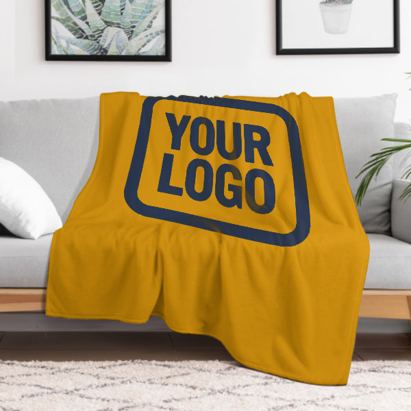 Custom Yellow Navy Blue Blanket