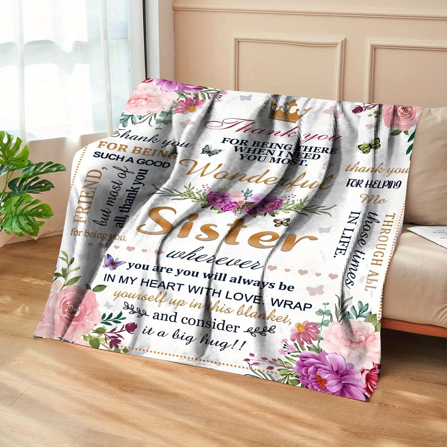Blanket for Sister Gifts - Thank you for being such a good wonderful Sister wherever you are - From Family, Birthday, Christmas, Everyday Encouragement, Inspirational