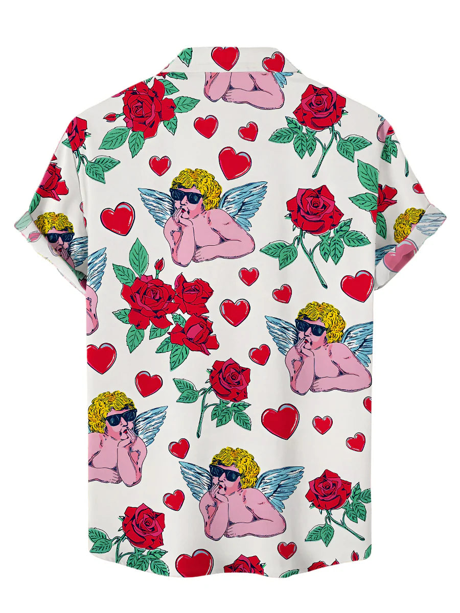 Men's Fun Heart Valentine's Day Print Hawaiian Shirt