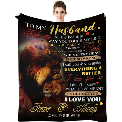 Blanket for Husband Gifts - Thank you for the beautiful way you touch my life, I love you so - From Wife, Birthday, Anniversary, Everyday Encouragement, Inspirational