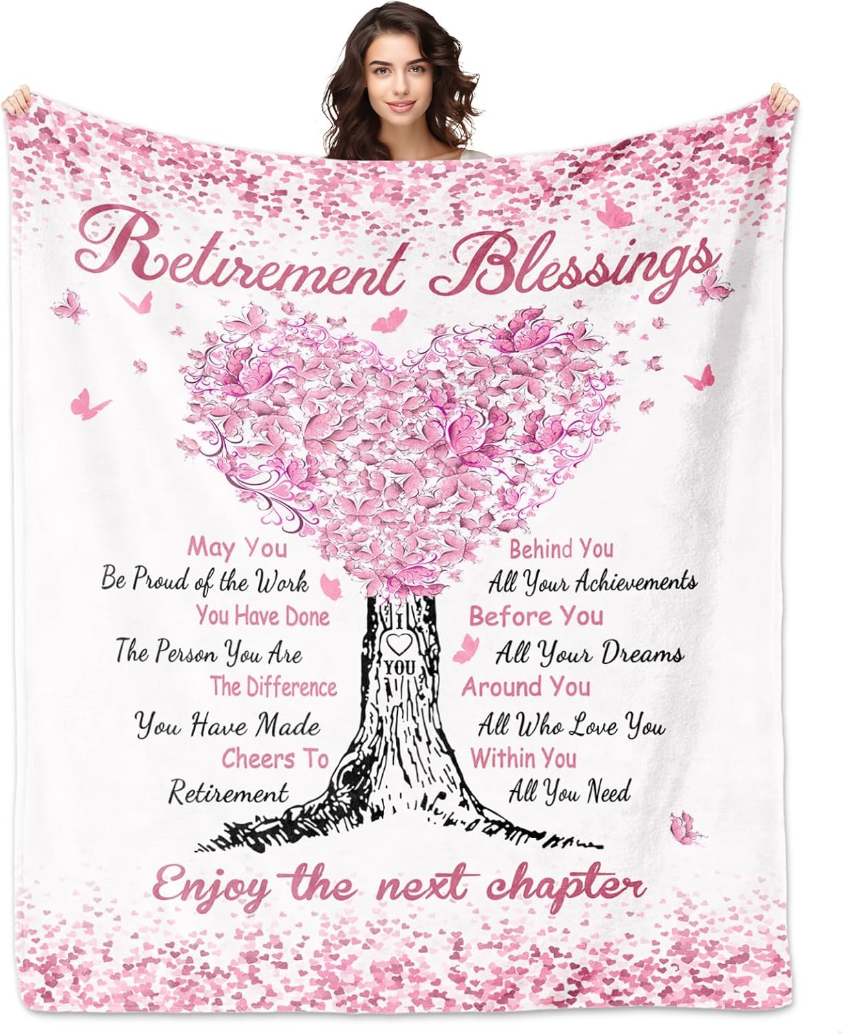 Blanket for Retirement Gifts, “Retirement Blessings Enjoy the next chapter”, From Family Friends Coworkers, Birthday Christmas Graduation, Inspirational