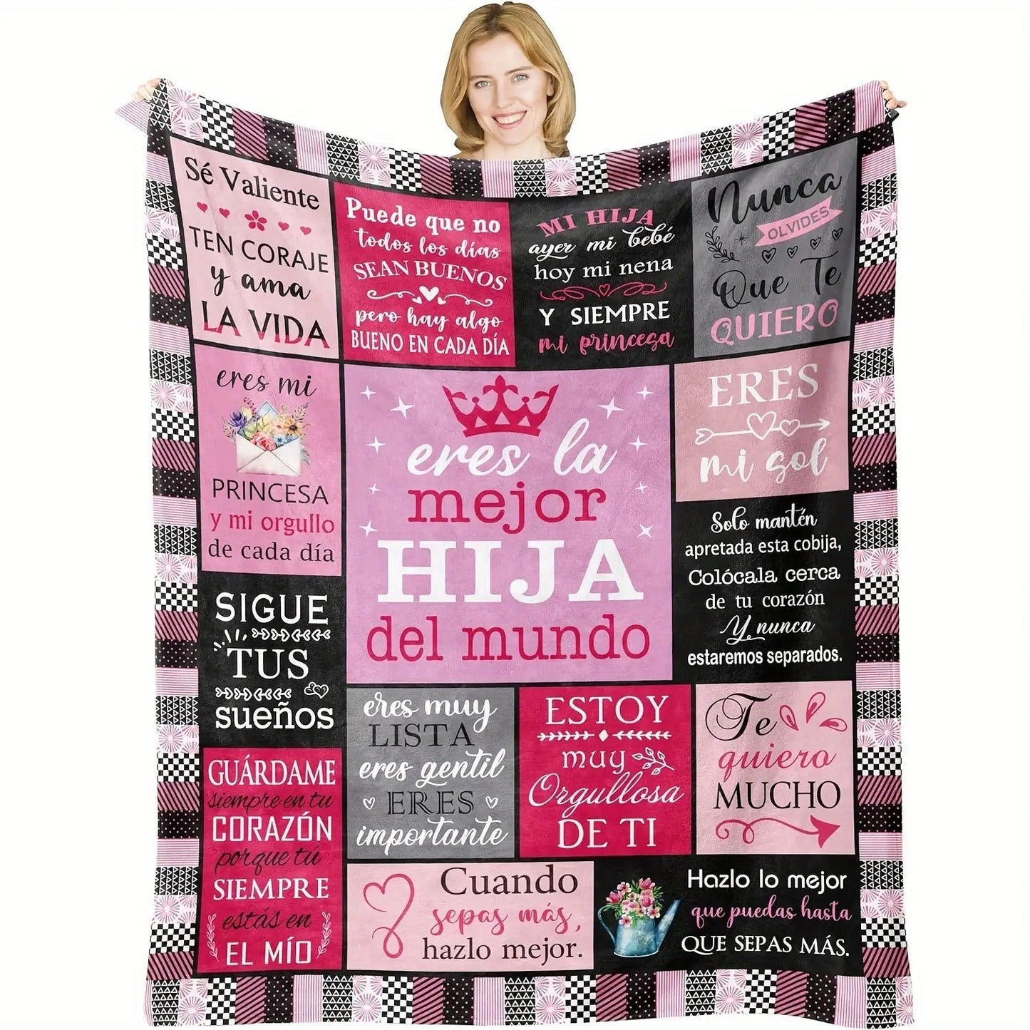 Gifts for Daughter Blanket - Eres la mejor HIJA del mundo - From Mom Dad, Birthday Christmas Everyday Encouragement, Inspirational Motivational