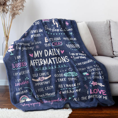 Blanket for Son Gifts, “My Daily Affirmations”, From Mom Dad, Birthday Christmas Graduation Holiday, Inspirational Motivational