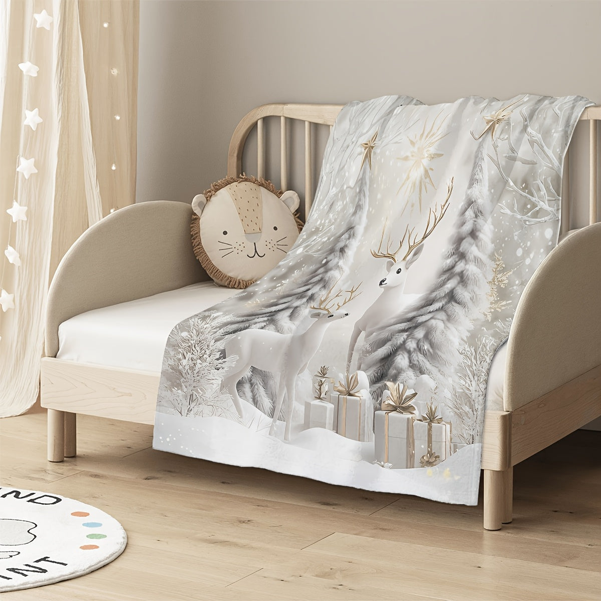 Blanket for Son Gifts, “Merry Christmas Deer Winter”, From Mom Dad, Christmas Birthday Holiday, Inspirational Motivational