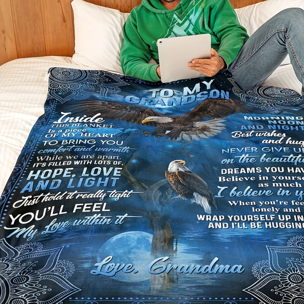 Blanket for Grandson Gifts - To My Grandson Inside This Blanket Is a Piece of My Heart,” From Grandma, Birthday Christmas Everyday Encouragement, Inspirational Motivational