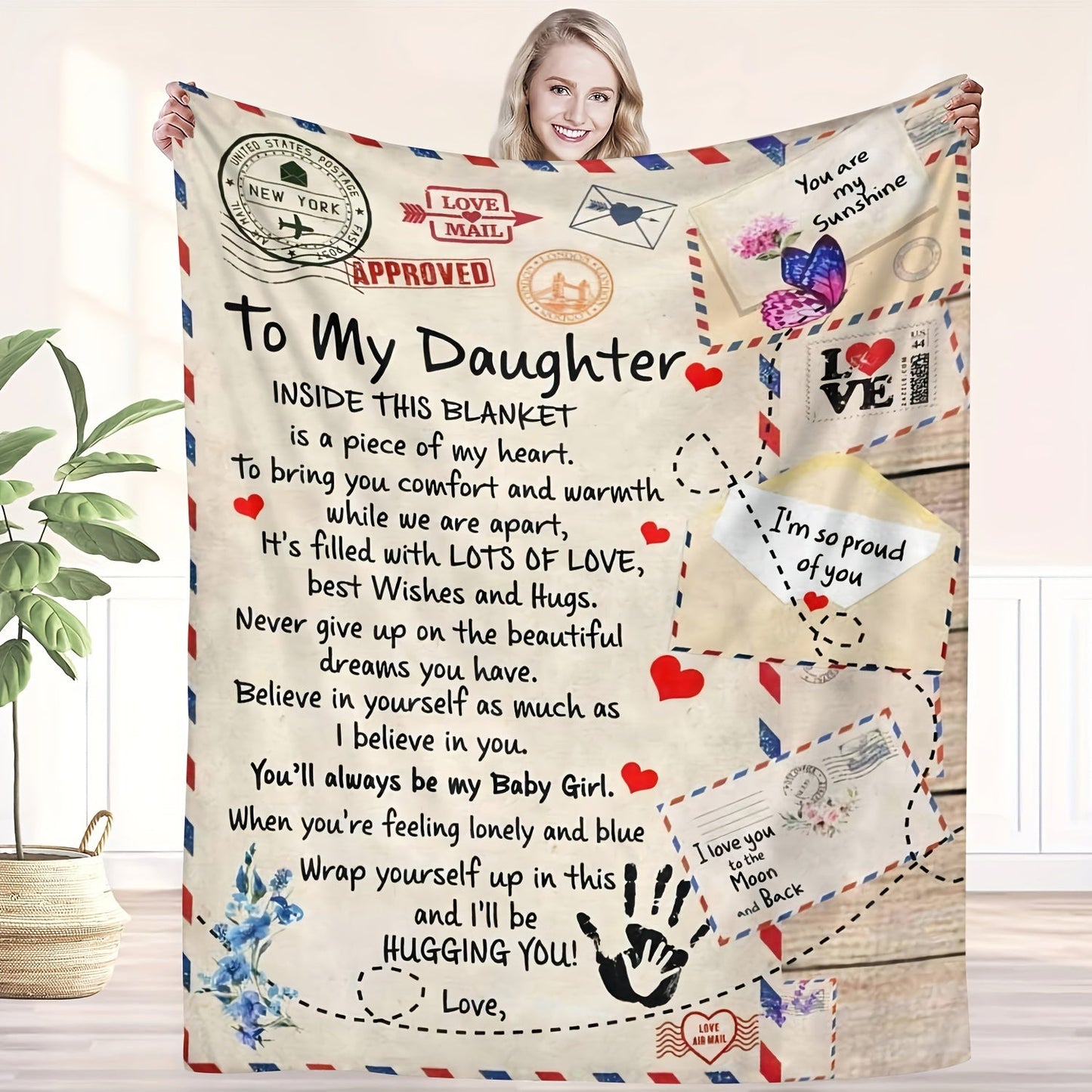 Blanket for Daughter Gifts - To My Daughter Inside This Blanket Is a Piece of My Heart,” From Parents, Birthday, Christmas, Everyday Encouragement, Inspirational