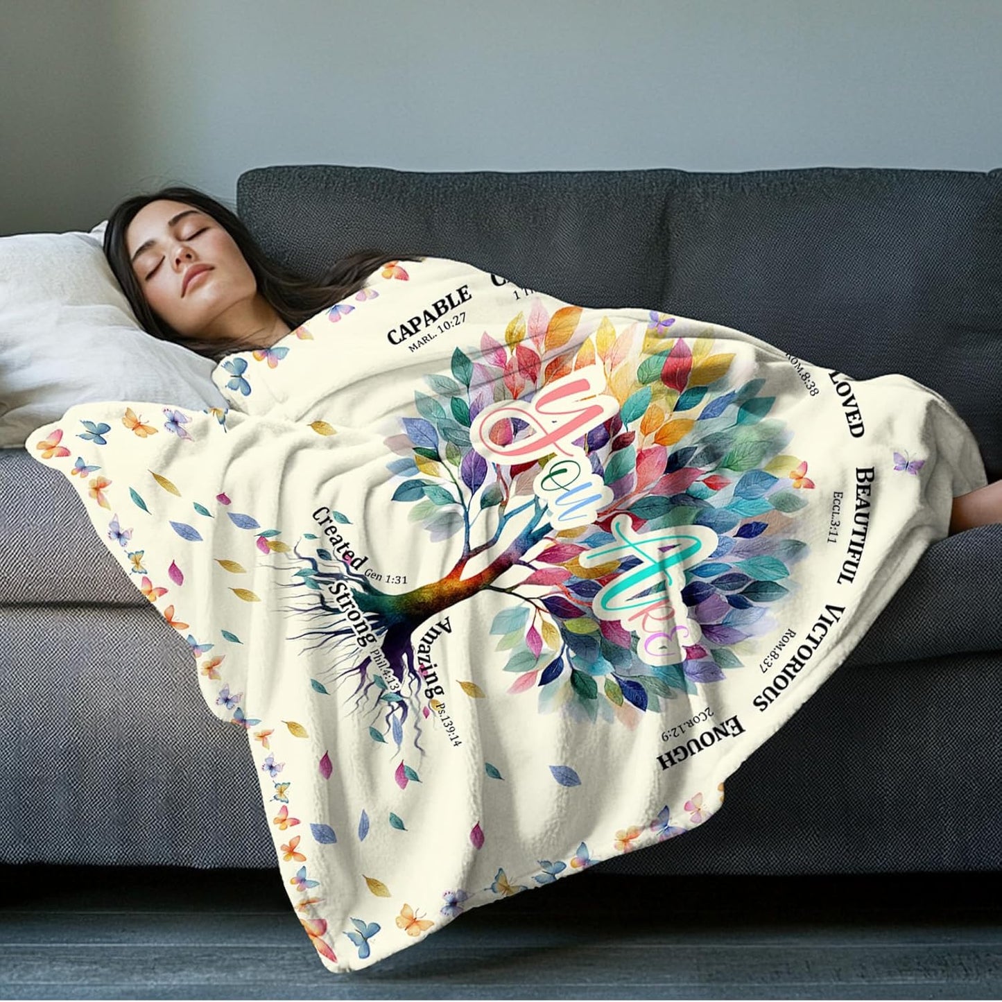 Gifts for Daughter Blanket, “You Are Always Loved, Never Alone, Capable, Strong”, From Mom Dad, Birthday Christmas Graduation, Inspirational