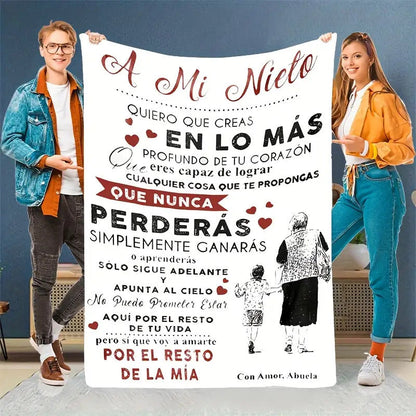 Blanket for Grandson Gifts - A Mi Nieto Quiero Que Creas en Lo Más Profundo de Tu Corazón - From Grandma, Birthday Christmas Graduation, Inspirational Motivational