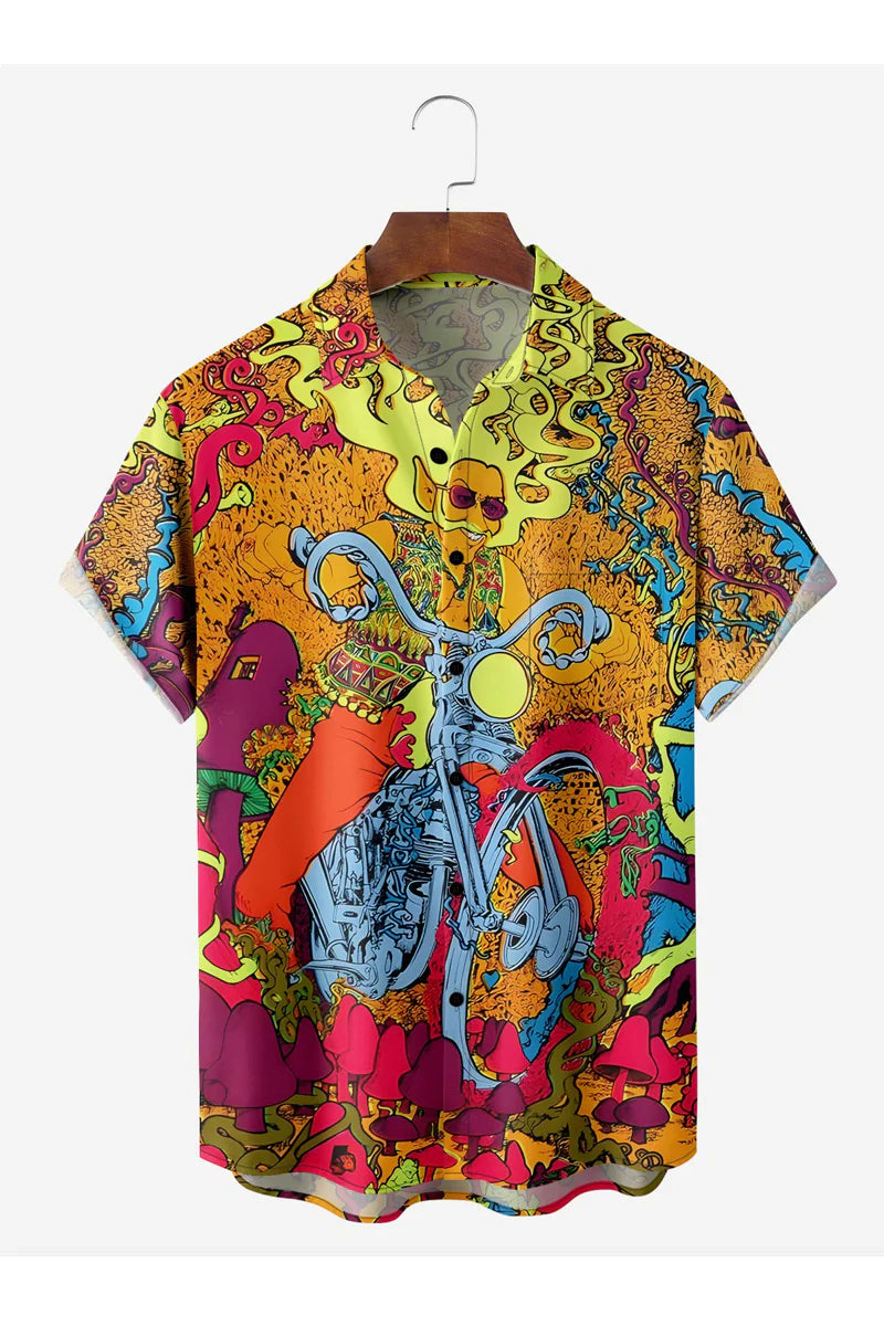 Hippie Art Chest Pocket Short Sleeve Hawaiian Shirt