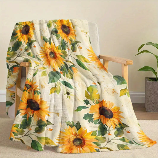 Gifts for Nature Lovers Blanket, "Sunflowers Bring Happiness to Every Day", From Family, Birthday, Holiday, Everyday Encouragement, Inspirational Floral