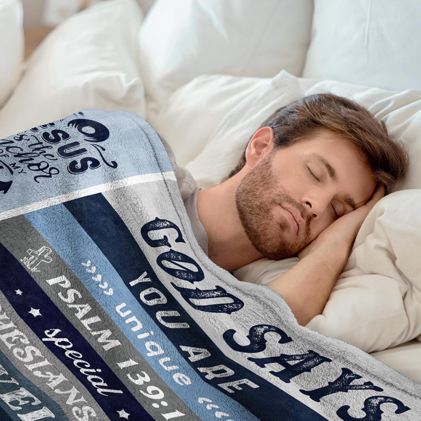 Blanket for Son Gifts, “God Says You Are Unique Special Lovely Precious Strong Chosen”, From Mom Dad, Birthday Christmas, Inspirational