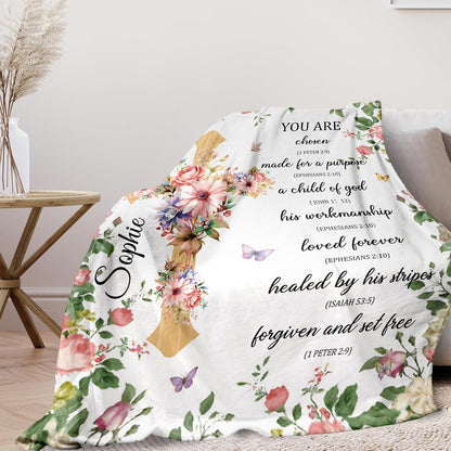 Blanket for Daughter Gifts, “You Are Chosen Made for a Purpose a Child of God”, From Mom Dad Parents, Birthday Christmas Graduation, Inspirational