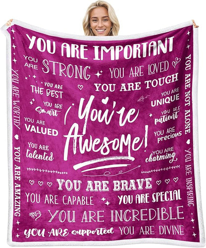 Blanket for Son Gifts, “You’re Awesome!”, From Mom Dad, Birthday, Graduation, Christmas, Everyday Encouragement, Inspirational