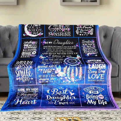 Blanket for Daughter Gifts - To My Daughter... Hugs Never Give Up,” From Parents, Birthday, Christmas, Everyday Encouragement, Inspirational Motivational