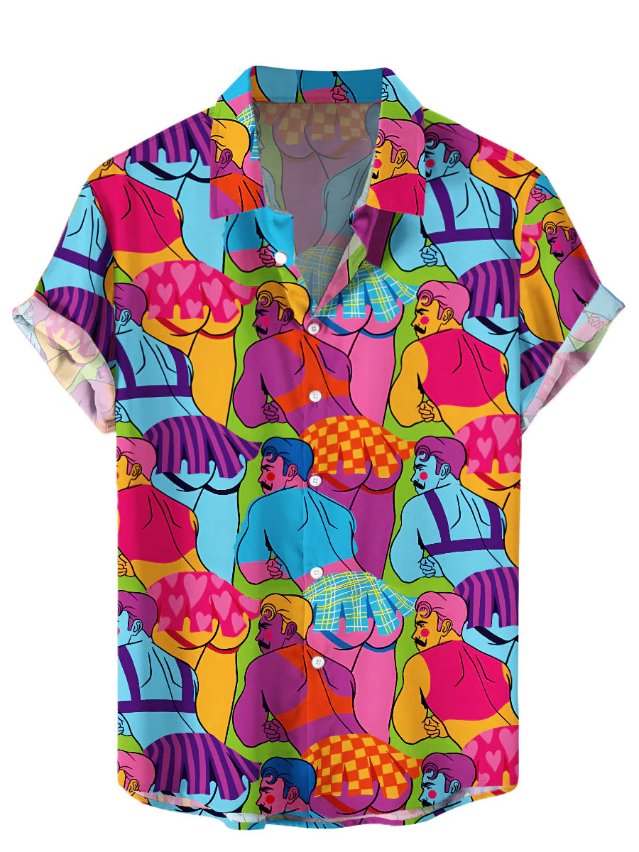 Men's Fun Sexy Skirt Printed Hawaiian Shirt