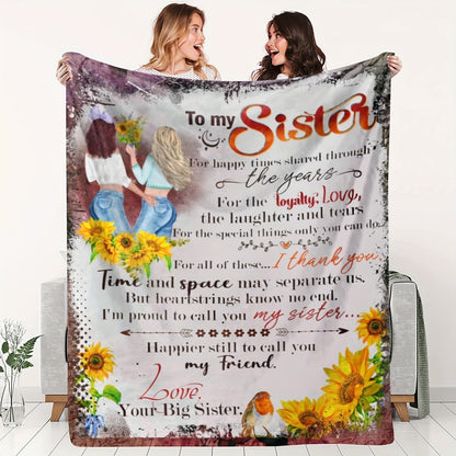 Gifts for Sister Blanket - To my Sister For happy times shared through the years - From Big Sister, Birthday, Christmas, Everyday Encouragement, Inspirational