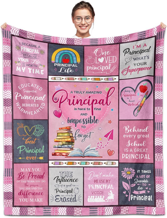 Blanket for Principal Gifts, “A Truly Amazing Principal is Hard to Find and Impossible to Forget”, From Students, Birthday, Christmas, Inspirational