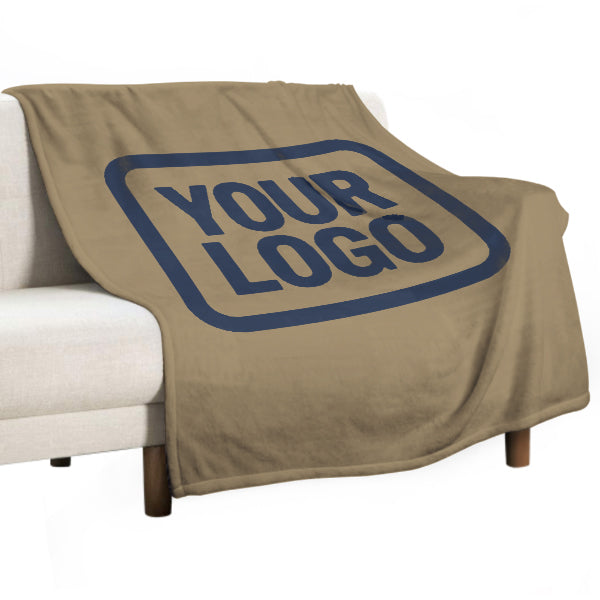 Custom Light Khaki Navy Blue Blanket