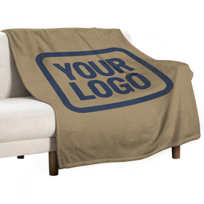 Custom Light Khaki Navy Blue Blanket