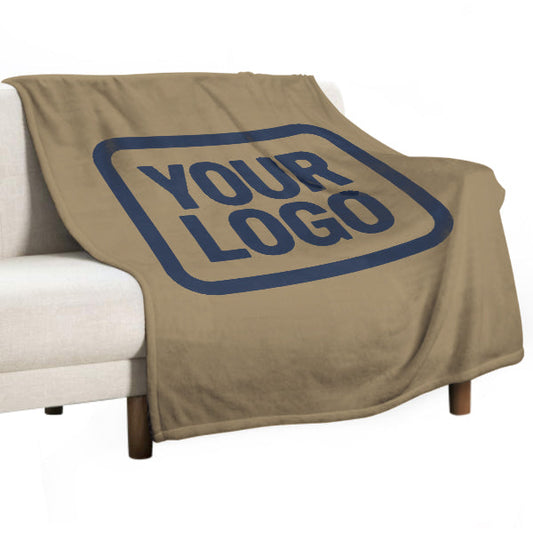 Custom Light Khaki Navy Blue Blanket