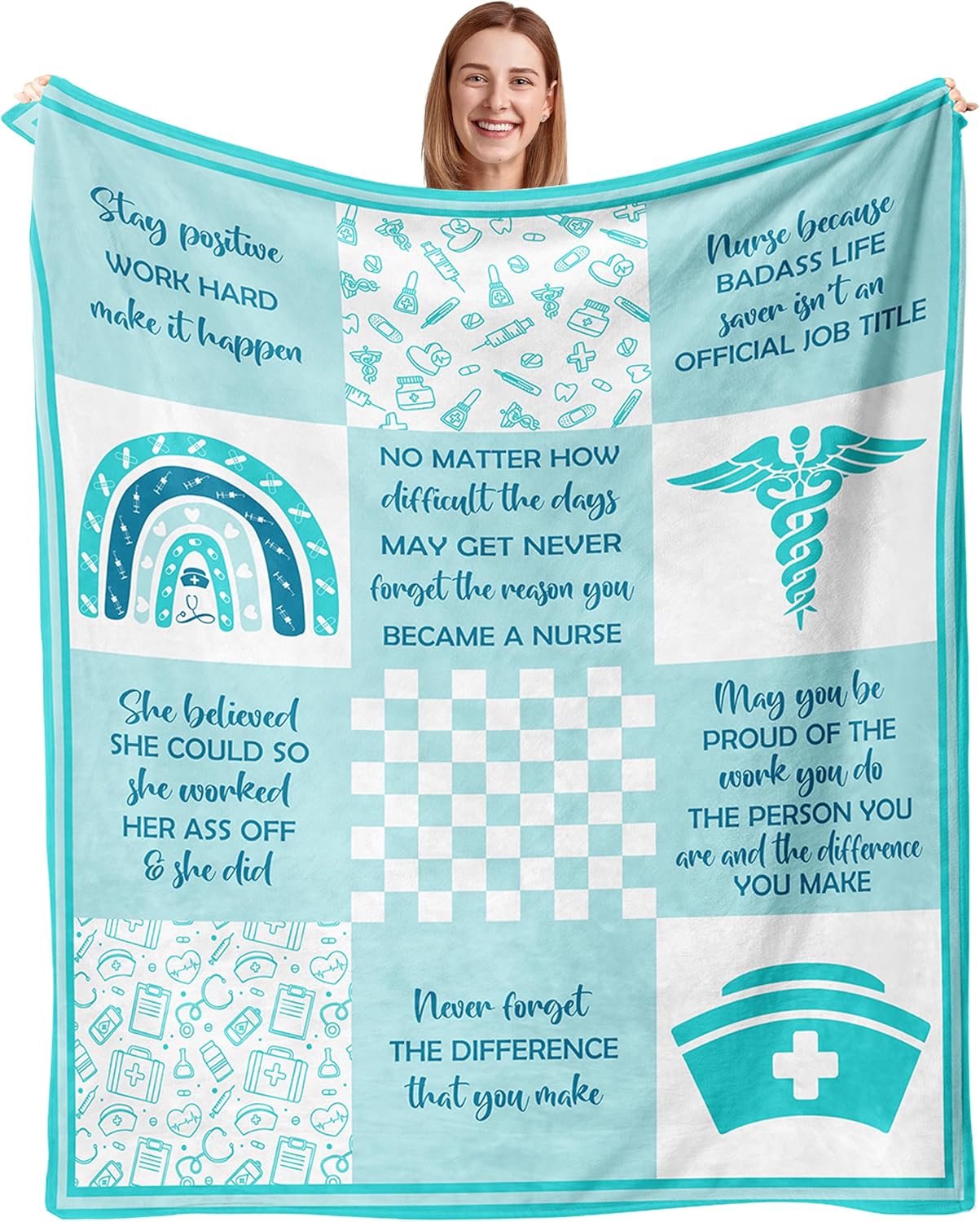 Gifts for Nurse Blanket, “No Matter How Difficult the Days May Get Never Forget the Reason You Became a Nurse”, From Parents, Birthday Christmas Graduation, Inspirational Motivational