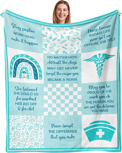Gifts for Nurse Blanket, “No Matter How Difficult the Days May Get Never Forget the Reason You Became a Nurse”, From Parents, Birthday Christmas Graduation, Inspirational Motivational