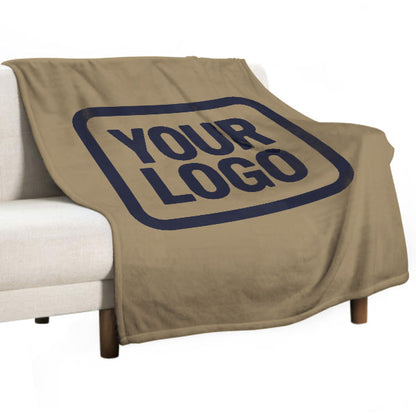 Custom Light Khaki Steel Blue Blanket