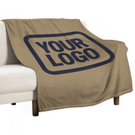 Custom Light Khaki Steel Blue Blanket