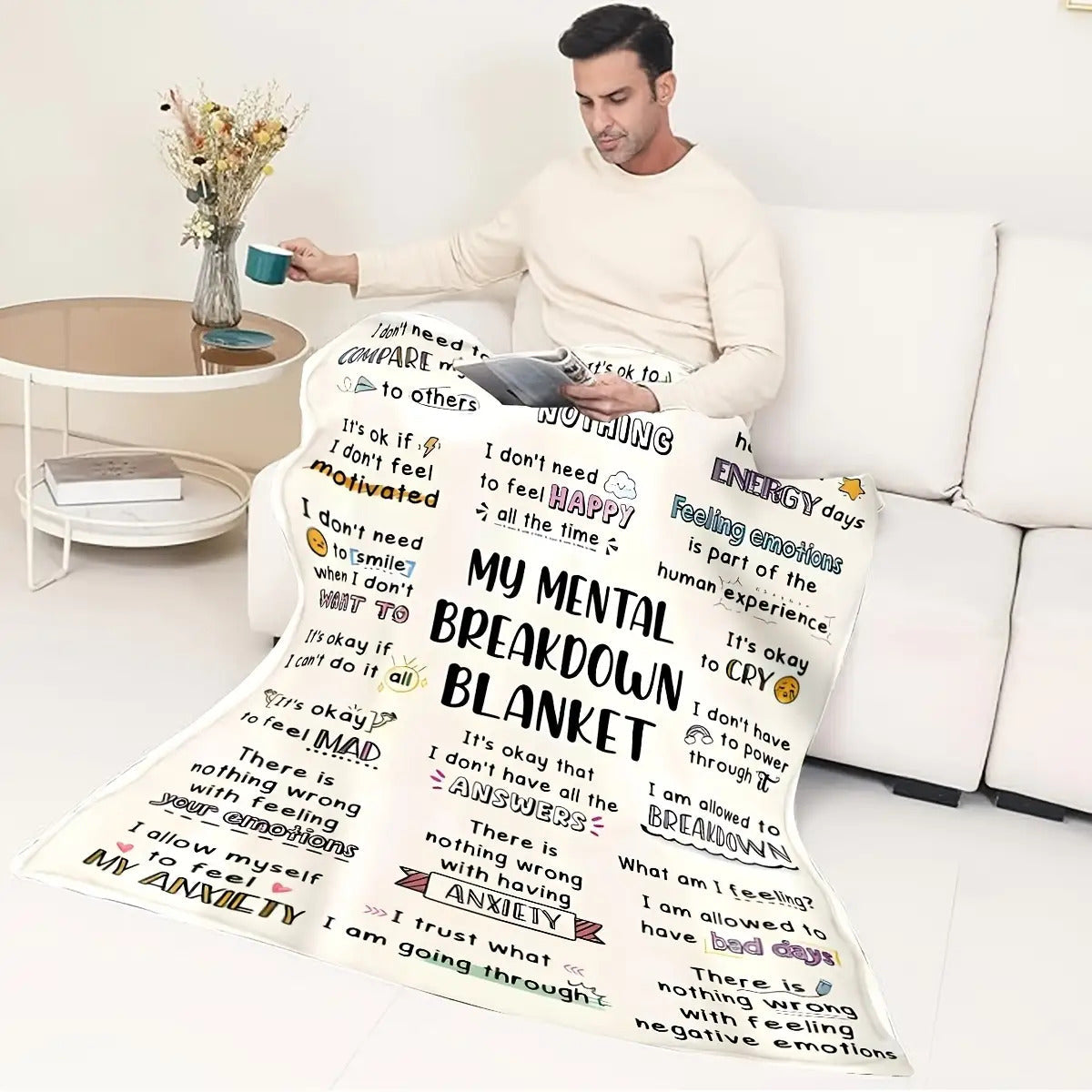 Mental Health Blanket for Gifts - My Mental Breakdown Blanket - From Family Friends, Birthday Christmas Everyday Encouragement, Inspirational Motivational