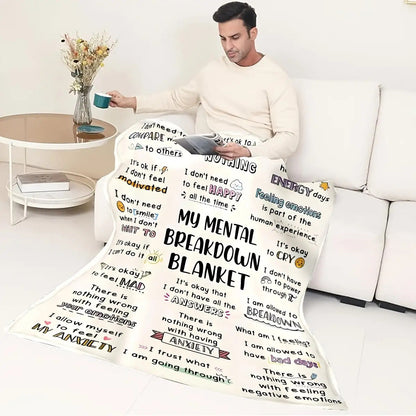 Mental Health Blanket for Gifts - My Mental Breakdown Blanket - From Family Friends, Birthday Christmas Everyday Encouragement, Inspirational Motivational