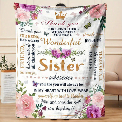 Blanket for Sister Gifts - Thank you for being such a good wonderful Sister wherever you are - From Family, Birthday, Christmas, Everyday Encouragement, Inspirational
