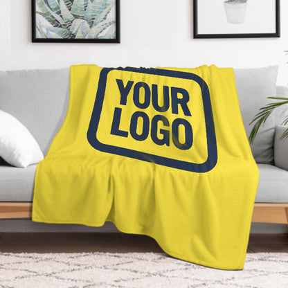 Custom Pale Yellow Navy Blue Blanket