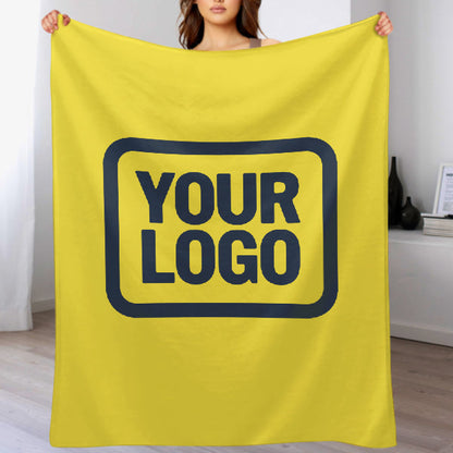 Custom Pale Yellow Navy Blue Blanket